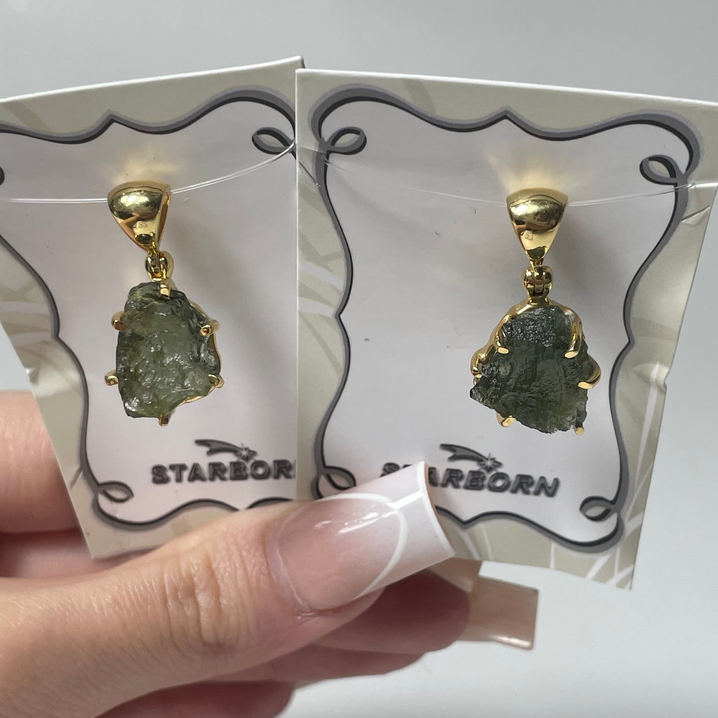 Gold Plated Rough Moldavite Pendant: You Choose
