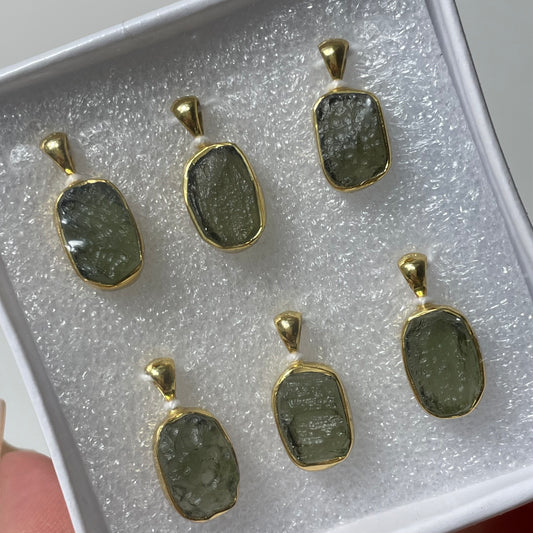 Gold Plated Moldavite Necklace