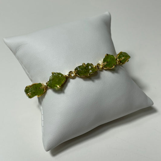 Gold Plated Arizona Peridot Toggle Clasp Bracelet