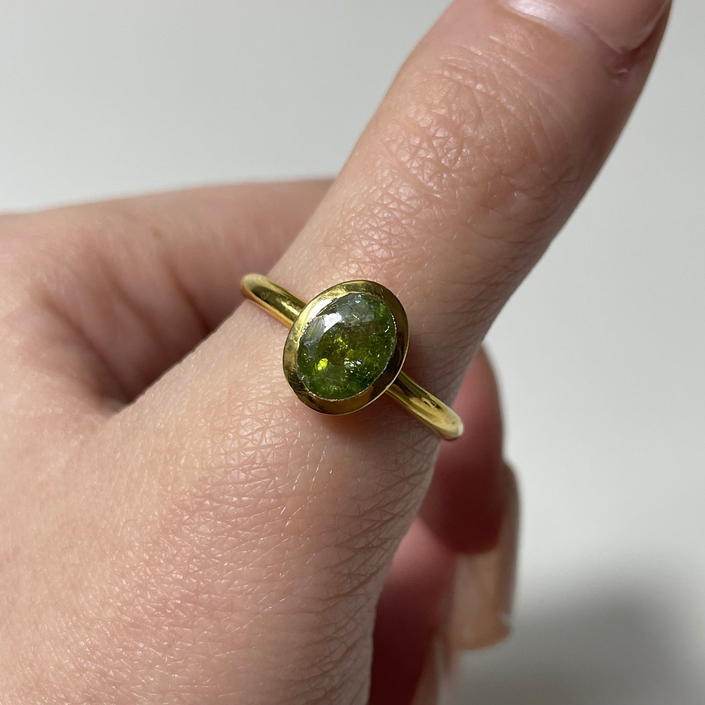Gold Plated Faceted Tourmaline Ring (Size 9)