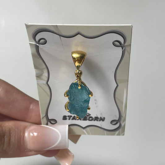 Gold Plated Rough Apatite Pendant