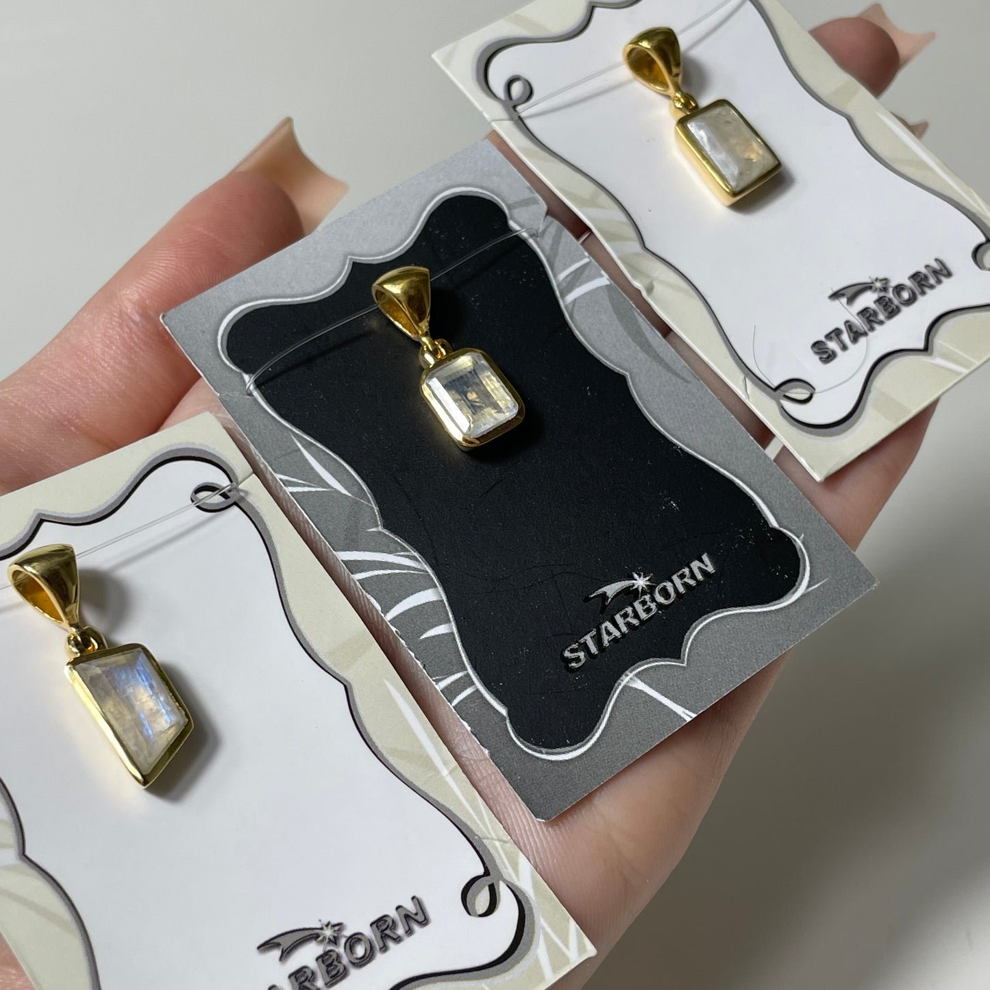 Gold Plated Rainbow Moonstone Pendant: You Choose