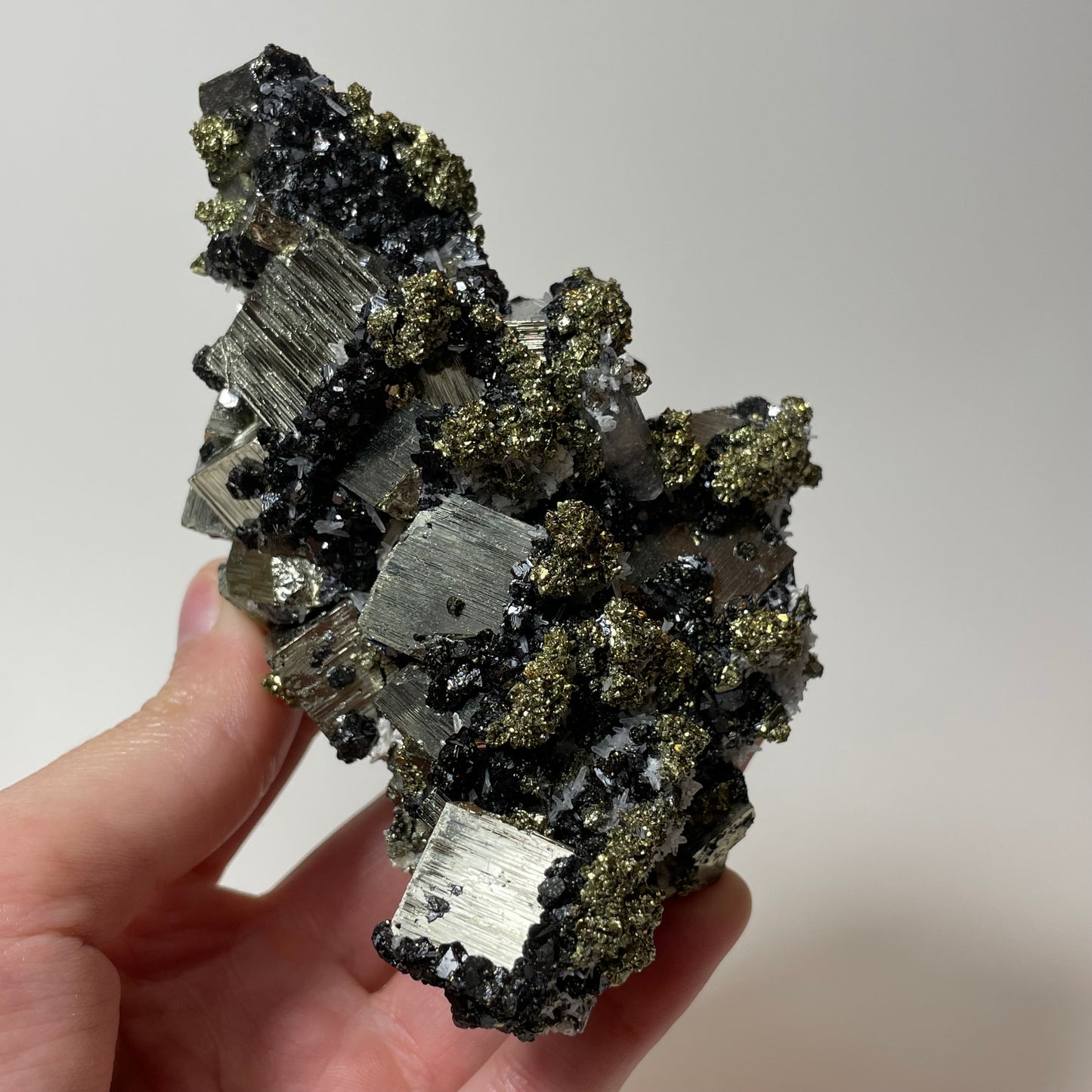 Pyrite, Sphalerite, and Quartz Specimen from the Huanzala Mine, Peru
