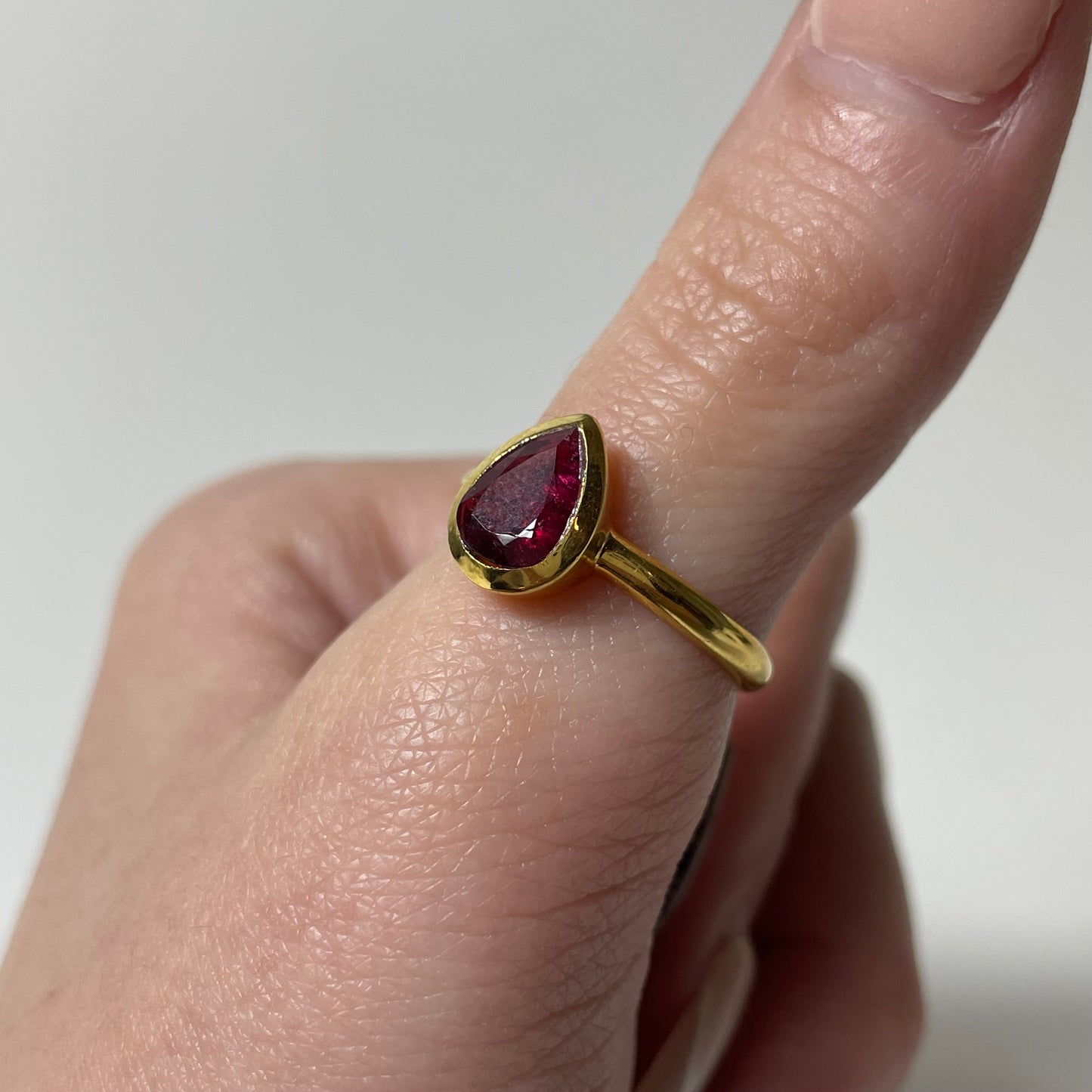 Gold Plated Faceted Tourmaline Ring (Size 7)