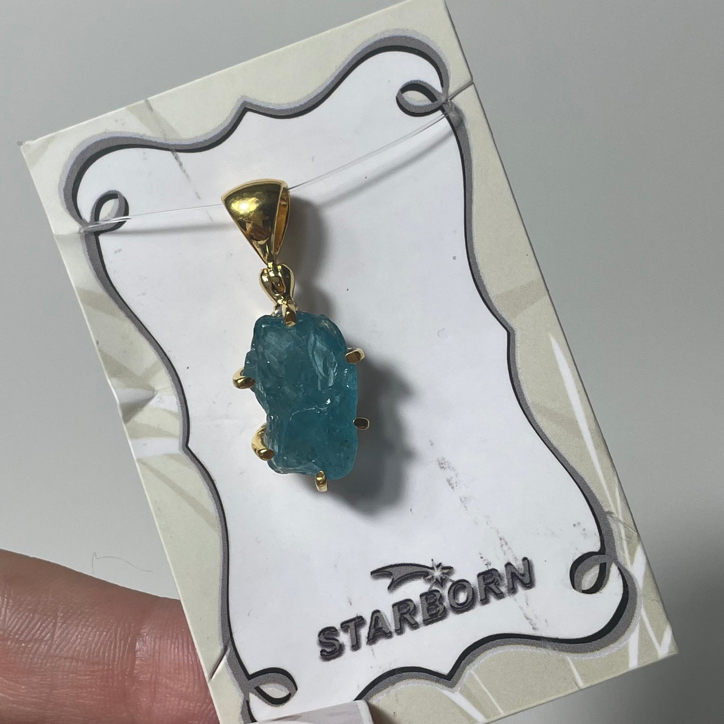 Gold Plated Rough Apatite Pendant
