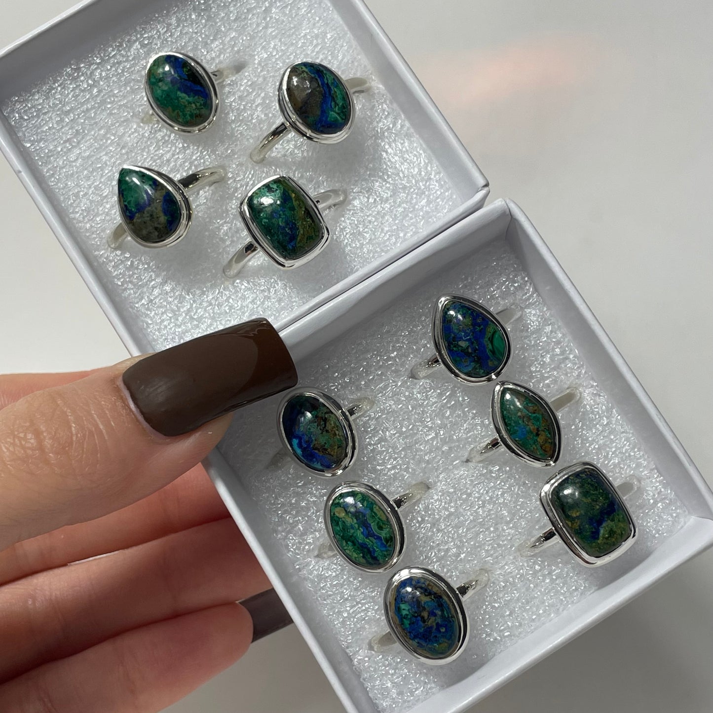 Azurite Malachite Sterling Silver Ring (Size 6)