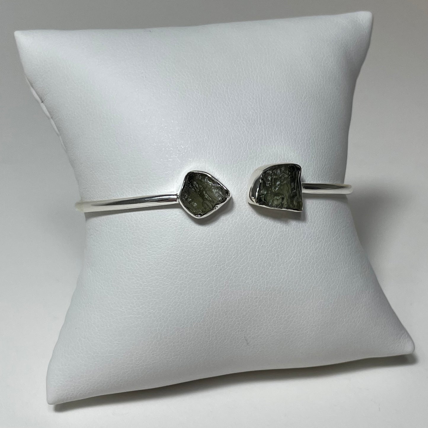Moldavite Sterling Silver Bangle Bracelet