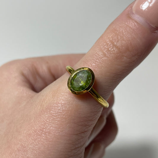 Gold Plated Faceted Tourmaline Ring (Size 9)