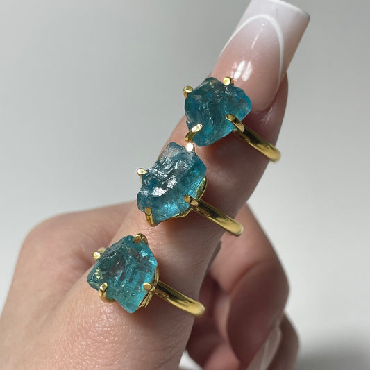 Gold Plated Rough Apatite Ring: You Choose