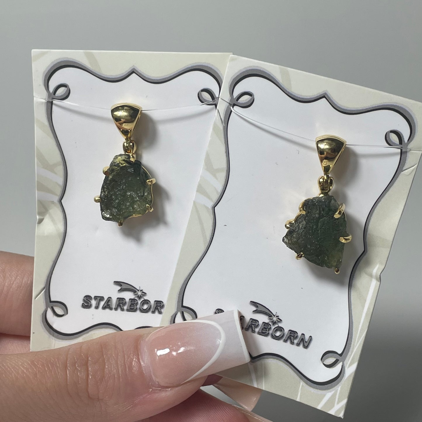 Gold Plated Rough Moldavite Pendant: You Choose