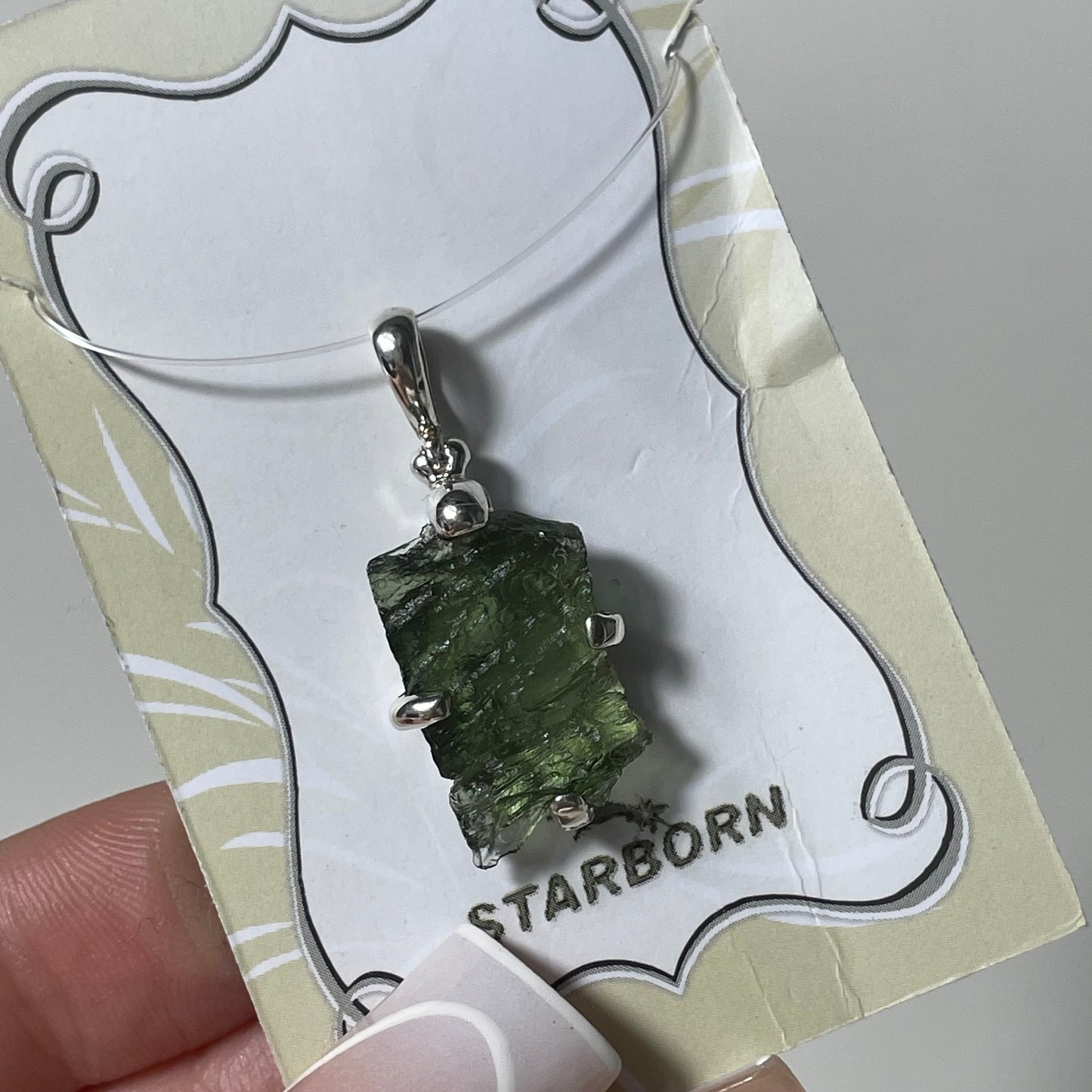 Rough Moldavite Sterling Silver Pendant