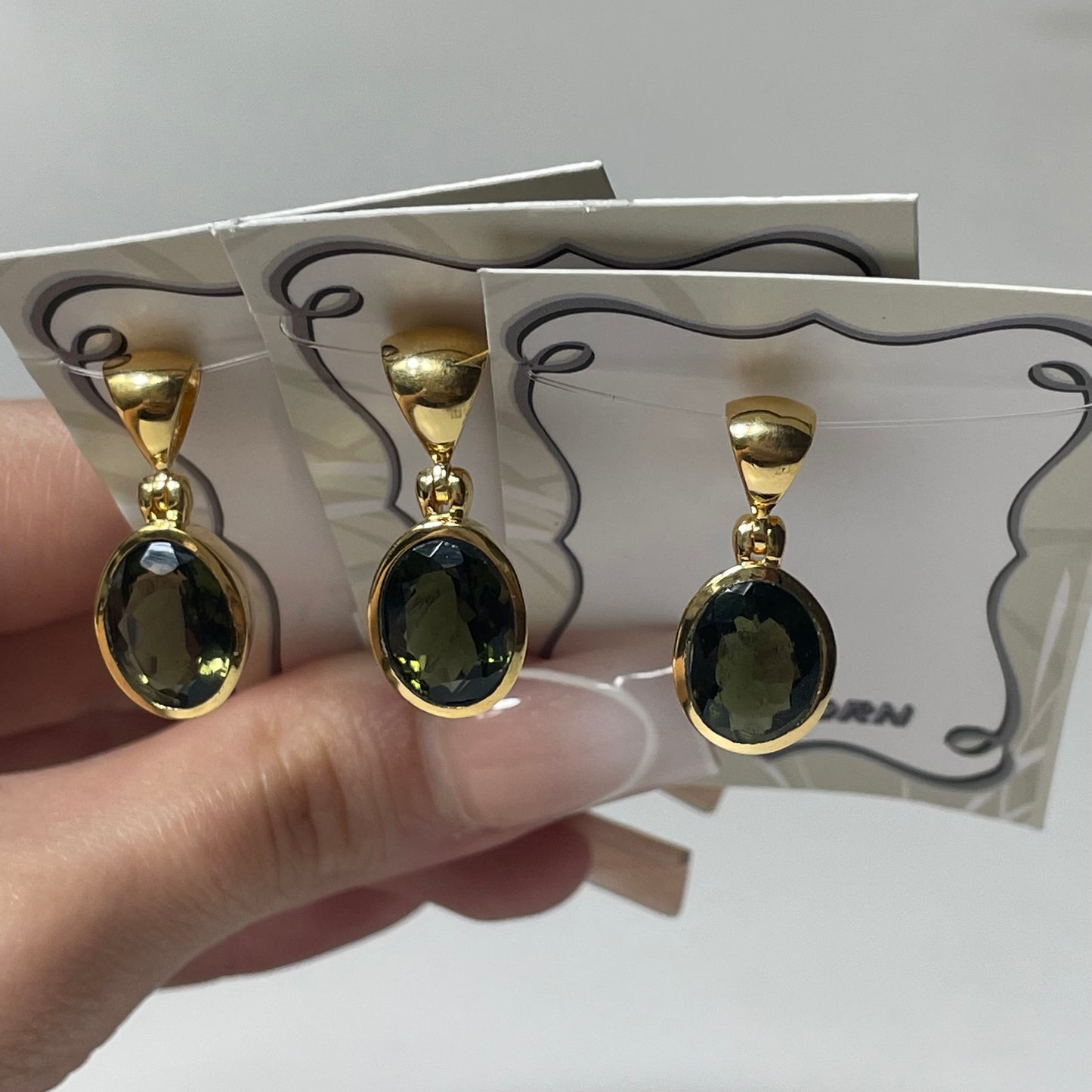 Gold Plated Faceted Moldavite Pendant: You Choose