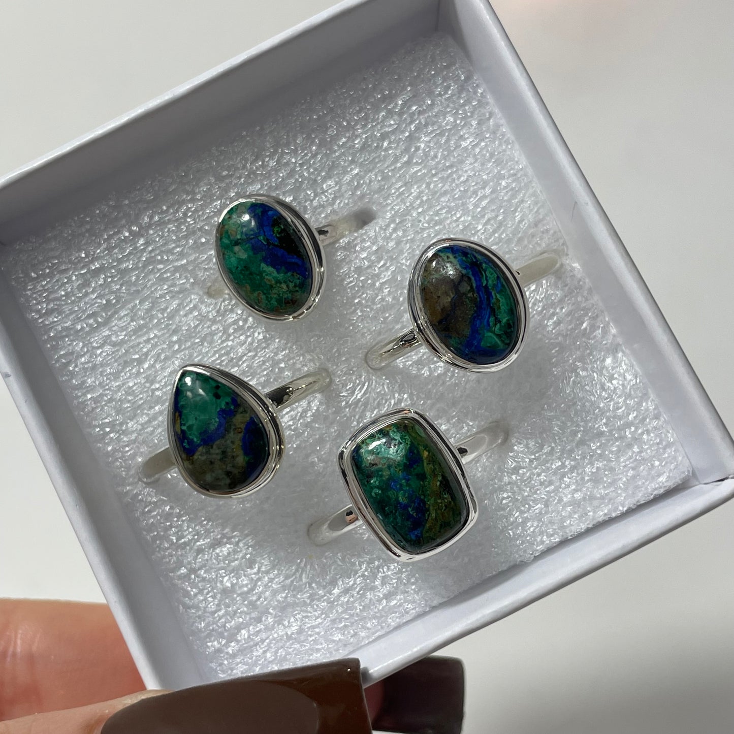 Azurite Malachite Sterling Silver Ring (Size 6)