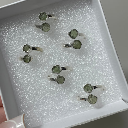 Moldavite Adjustable Sterling Silver Ring: You Choose