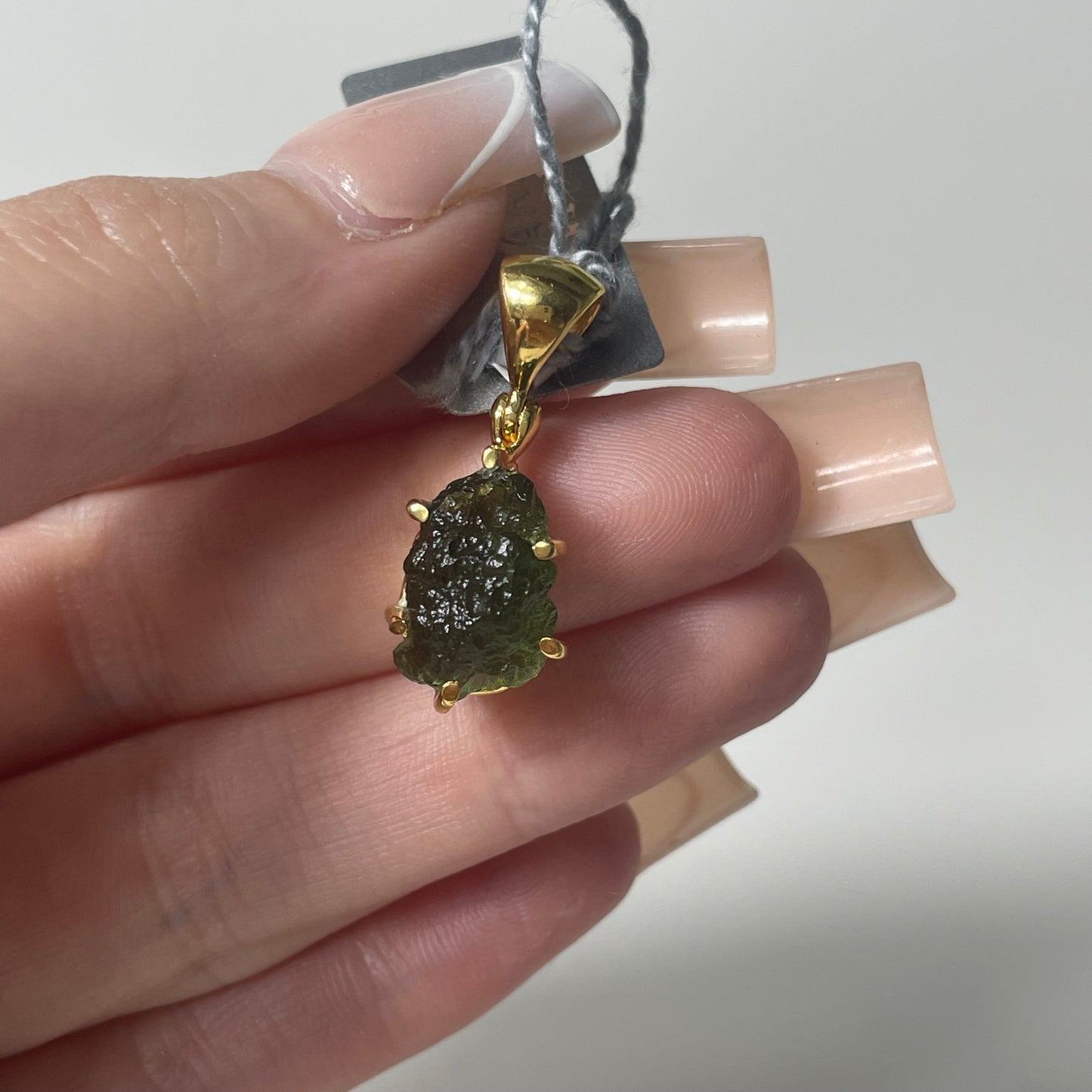 Gold Plated Rough Moldavite Pendant: You Choose
