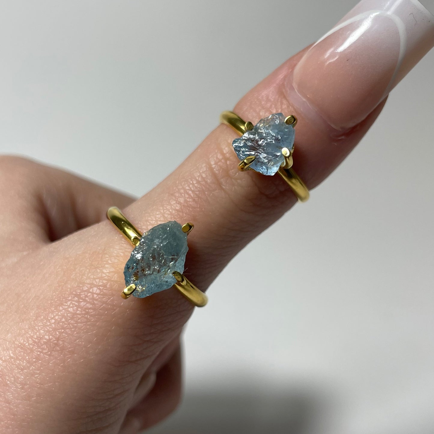 Gold Plated Rough Aquamarine Ring: You Choose