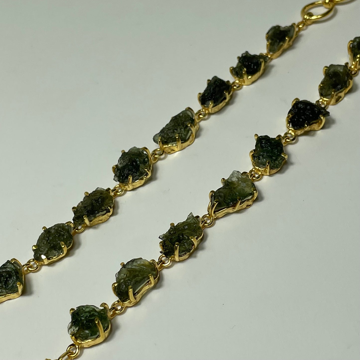 Gold Plated Moldavite Toggle Clasp Bracelet: You Choose