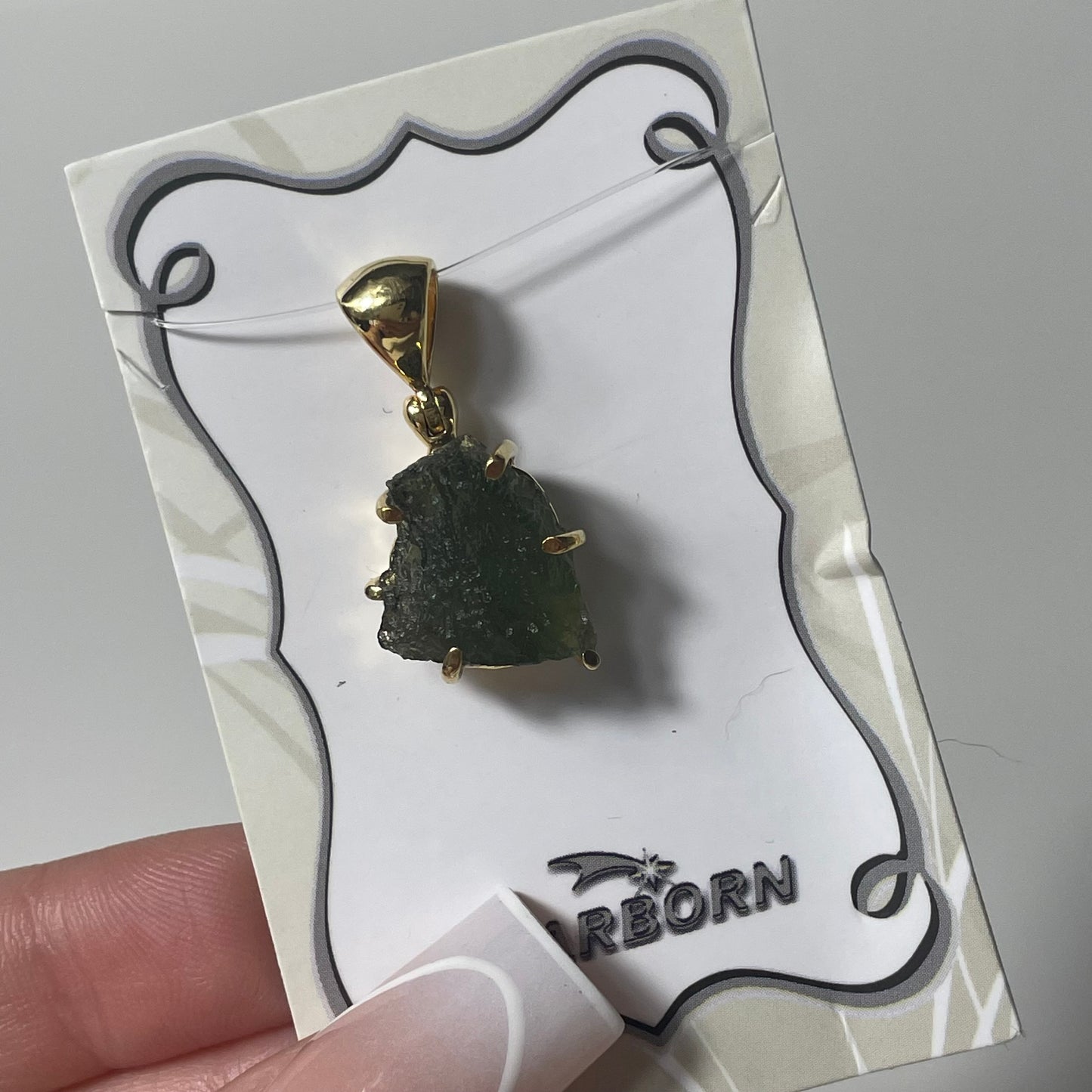 Gold Plated Rough Moldavite Pendant: You Choose