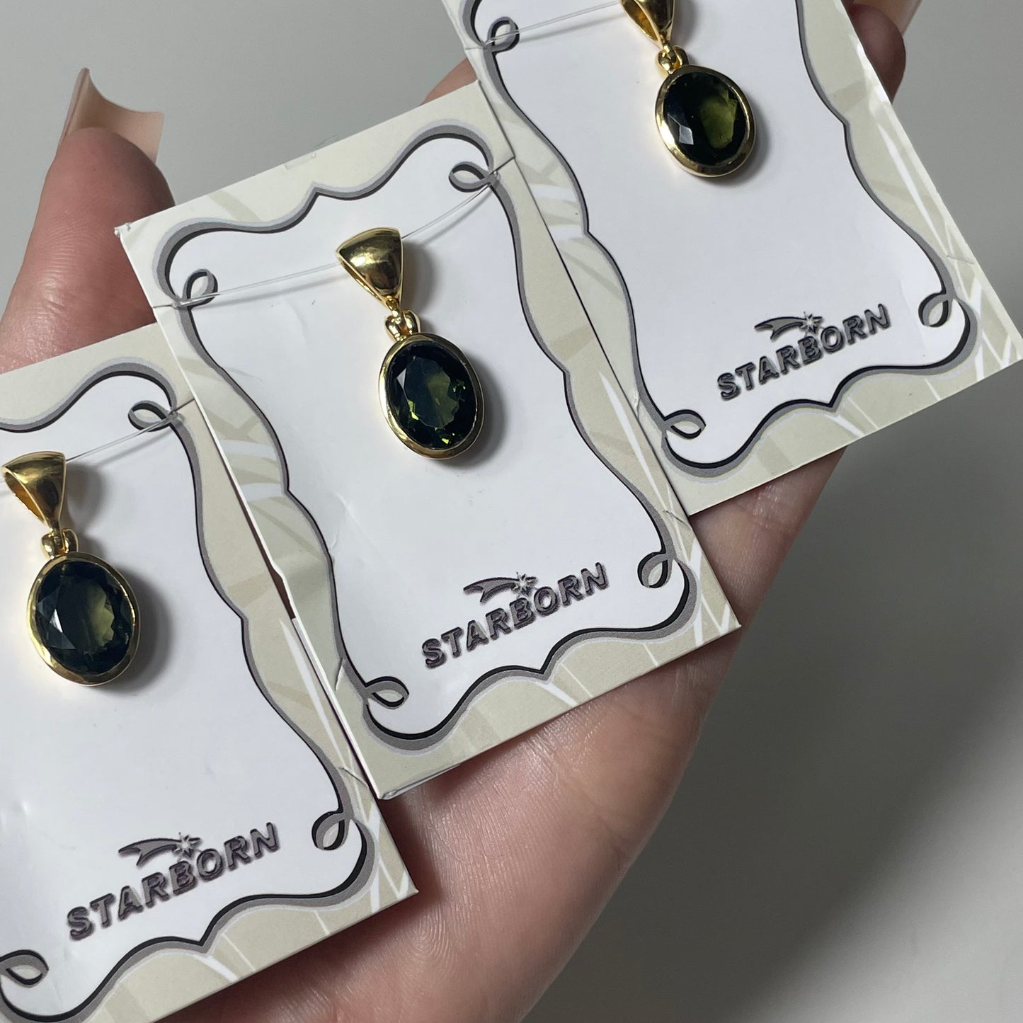 Gold Plated Faceted Moldavite Pendant: You Choose