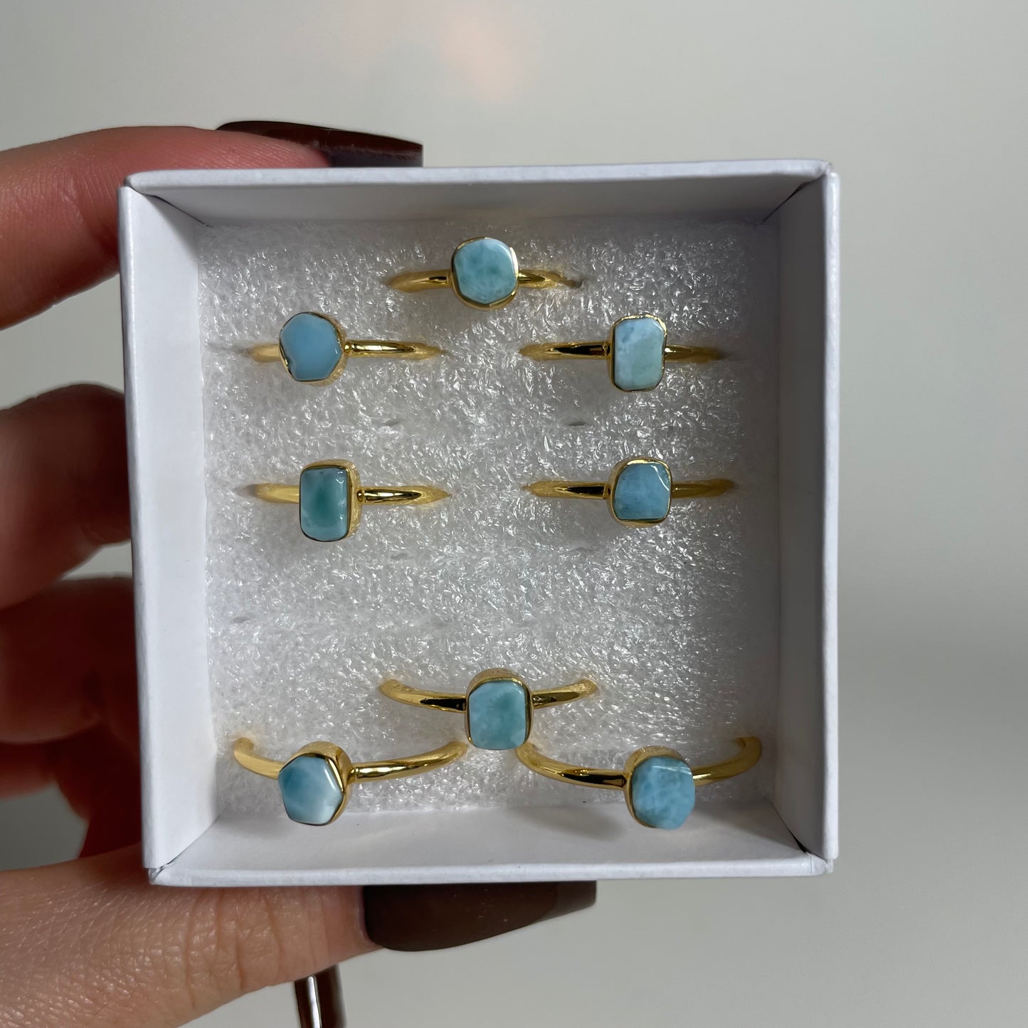 Gold Plated Larimar Ring: You Choose (Sizes 4-10)