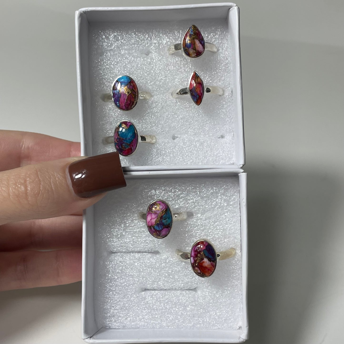 Pink Spiny Oyster Turquoise Sterling Silver Ring: You Choose