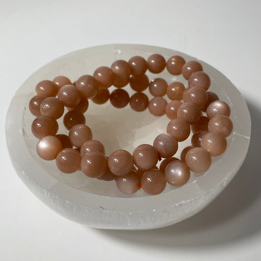 Peach Moonstone Beaded Bracelet