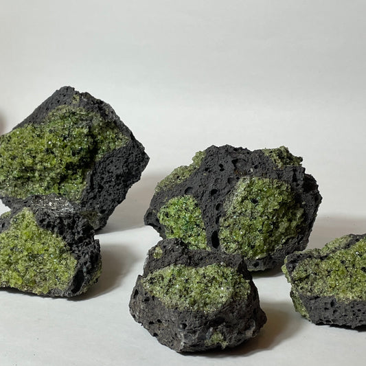 Peridot with Chrome Diopside and Spinel Specimen from Arizona: You Choose