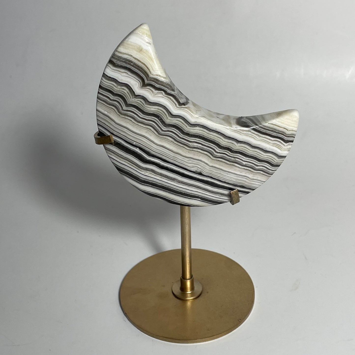 Zebra Calcite Moon Carving with Stand: You Choose