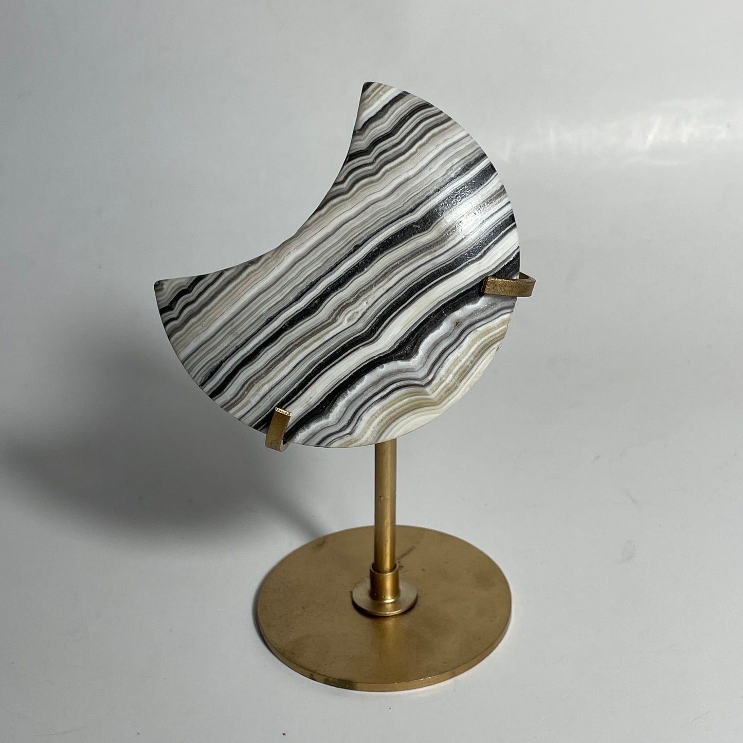 Zebra Calcite Moon Carving with Stand: You Choose