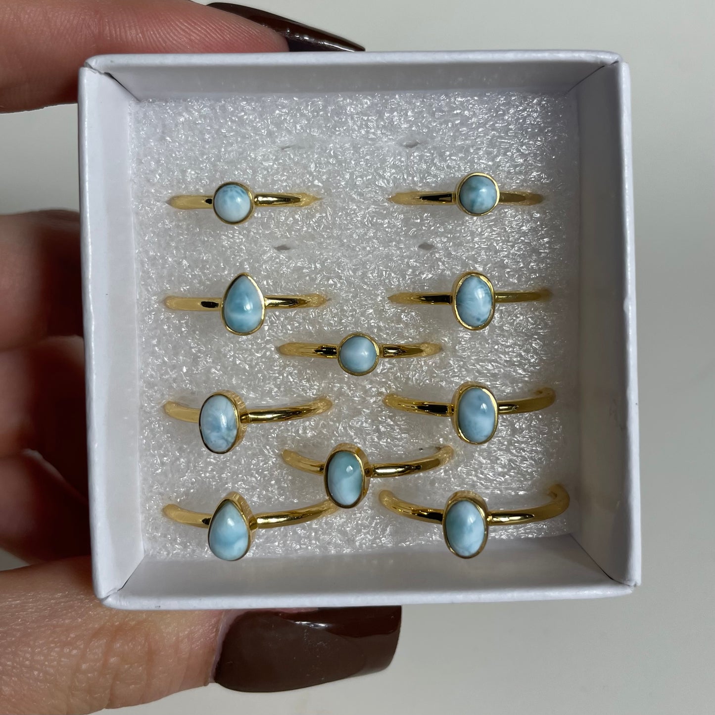 Gold Plated Larimar Ring: You Choose (Sizes 5-10)