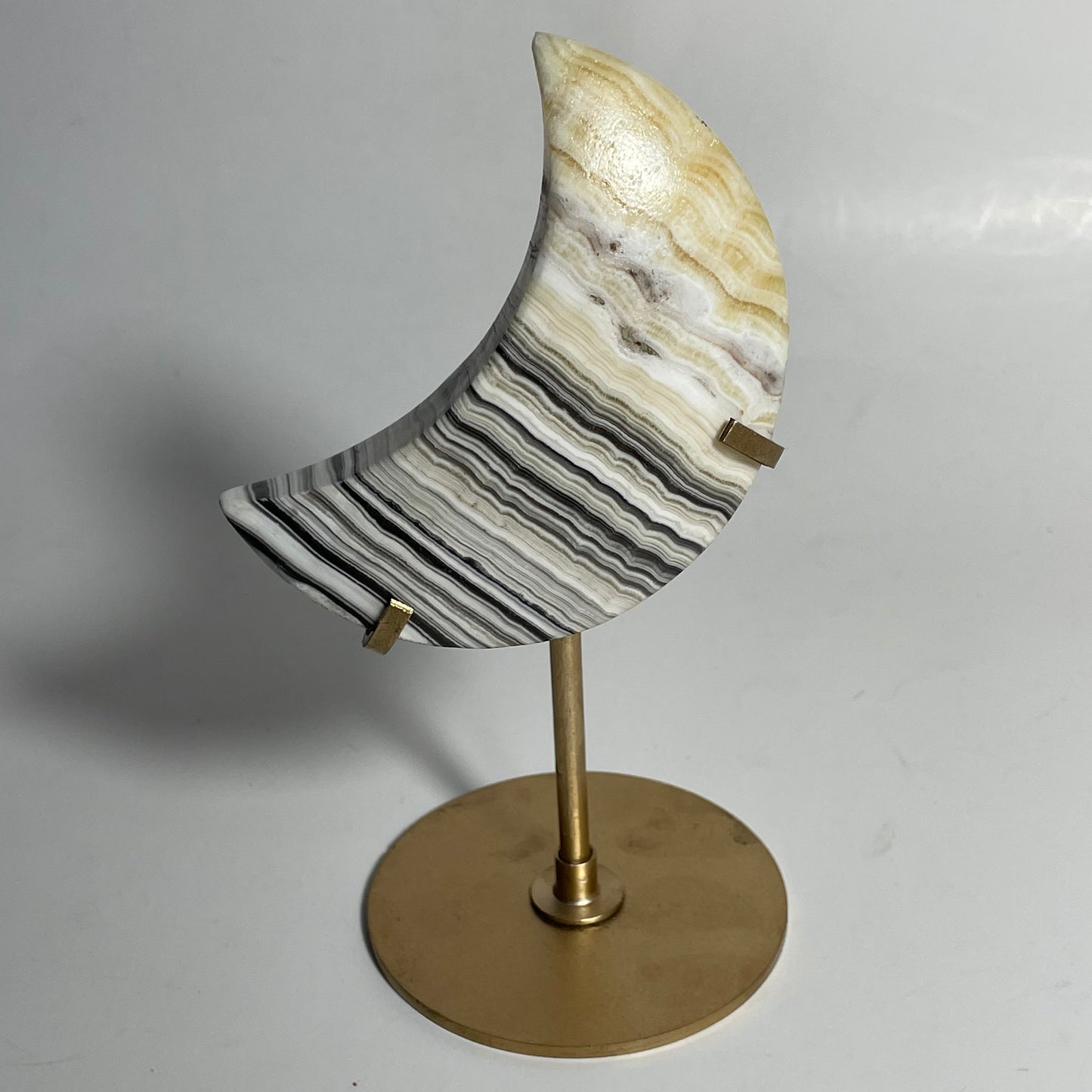 Zebra Calcite Moon Carving with Stand: You Choose