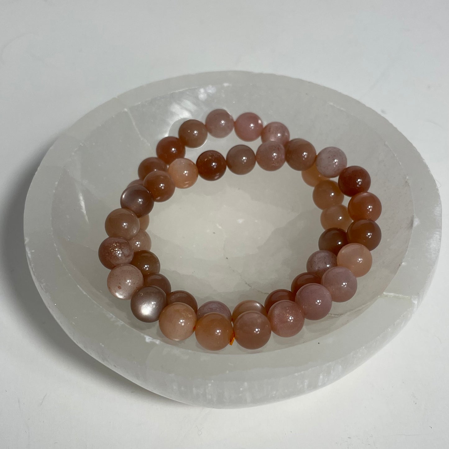 Peach Moonstone Beaded Bracelet (High Quality)