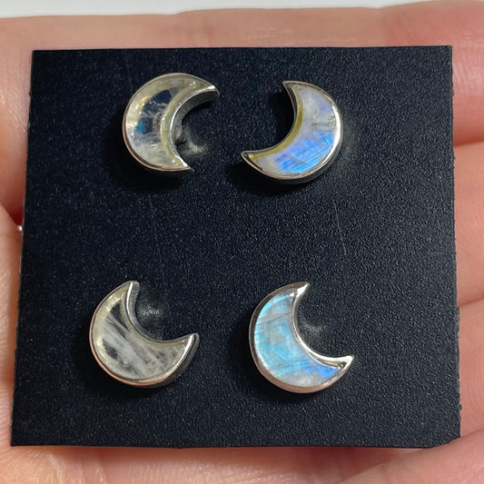 Moonstone Moon Earrings