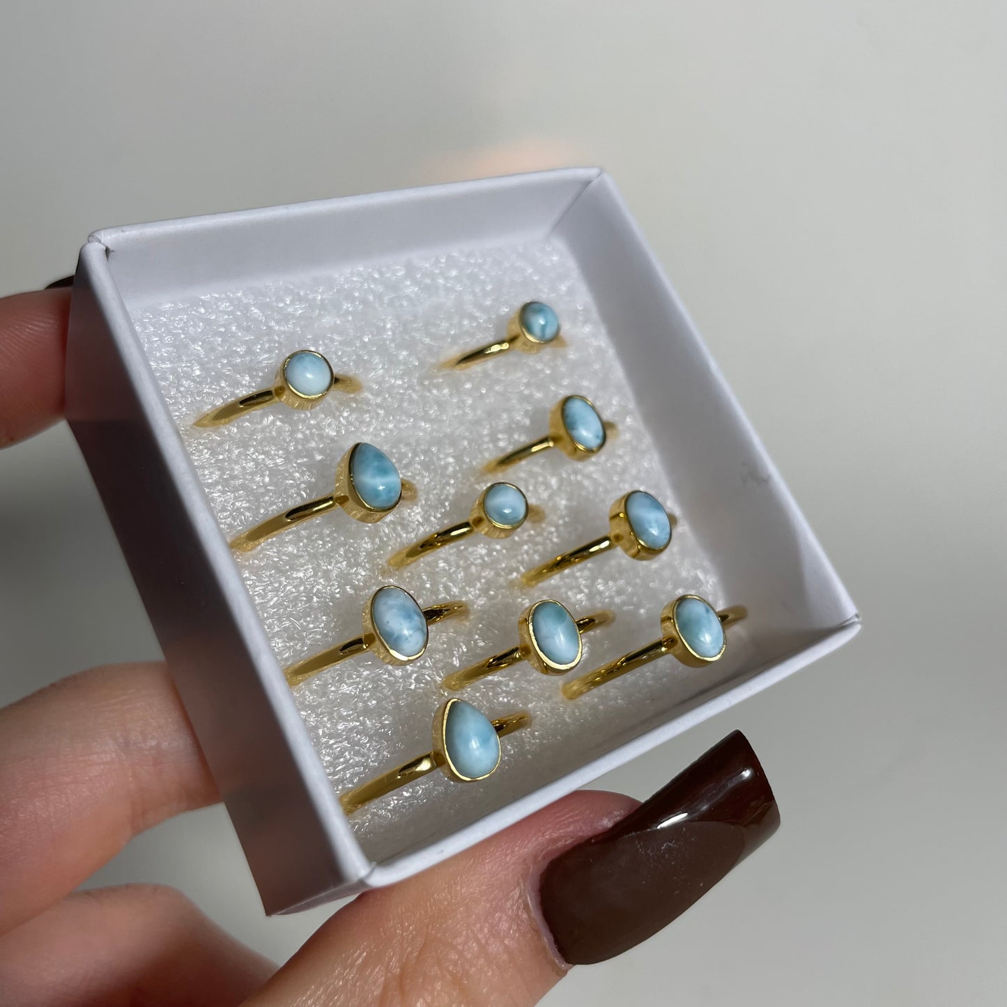 Gold Plated Larimar Ring: You Choose (Sizes 5-10)