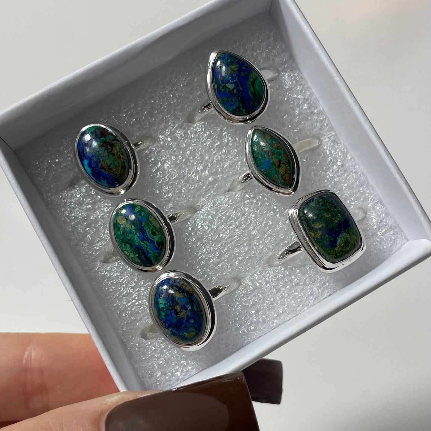 Azurite Malachite Sterling Silver Ring (Size 5-11)