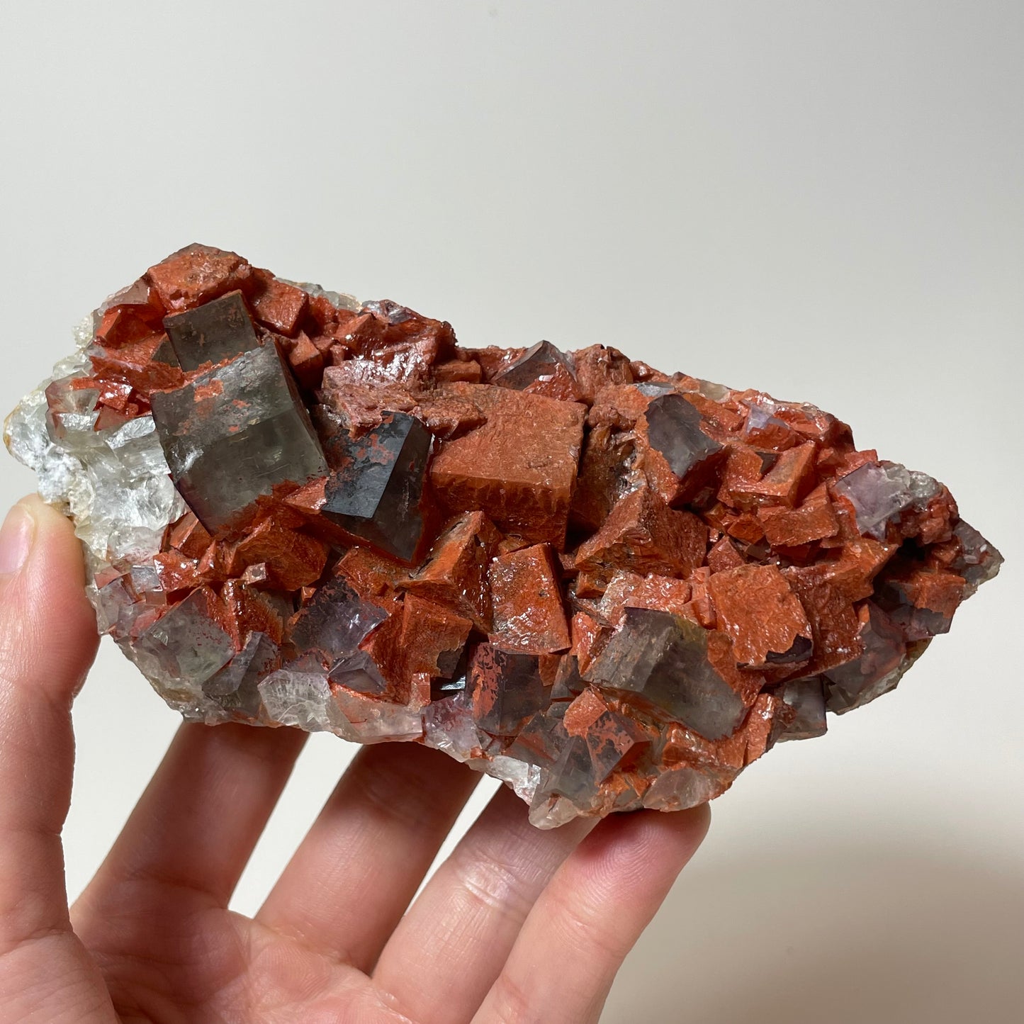 Fluorite and Hematite Specimen from Hameda Quarry, Morocco
