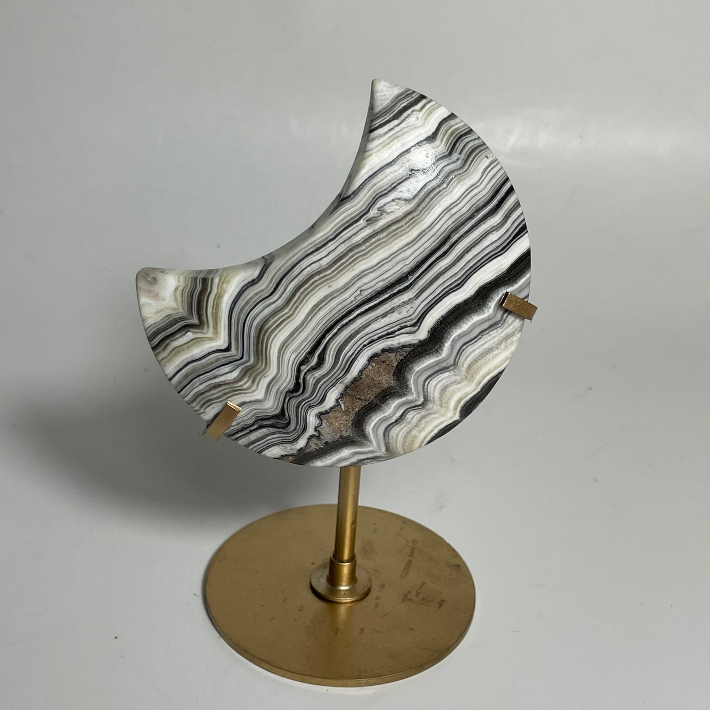 Zebra Calcite Moon Carving with Stand: You Choose