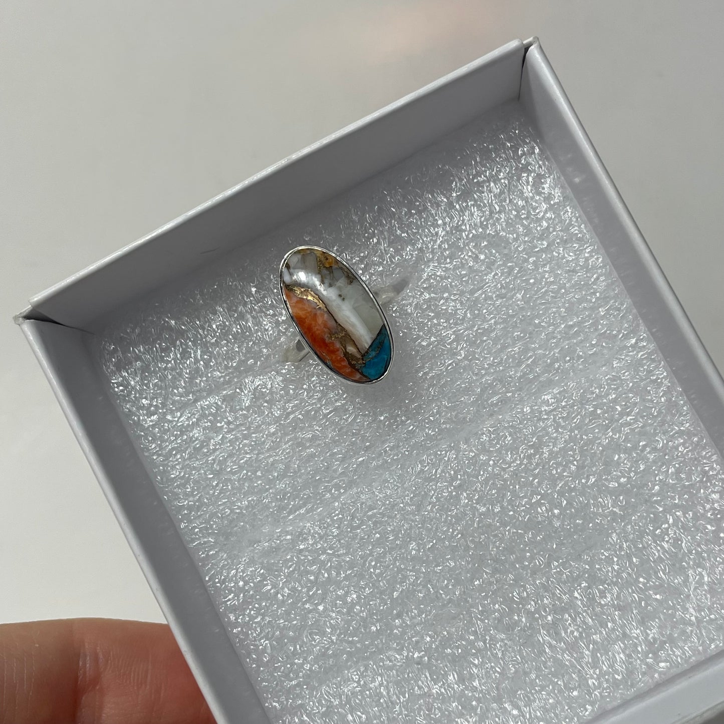 Multicolor Turquoise Sterling Silver Ring (Size 5,6,7,8)