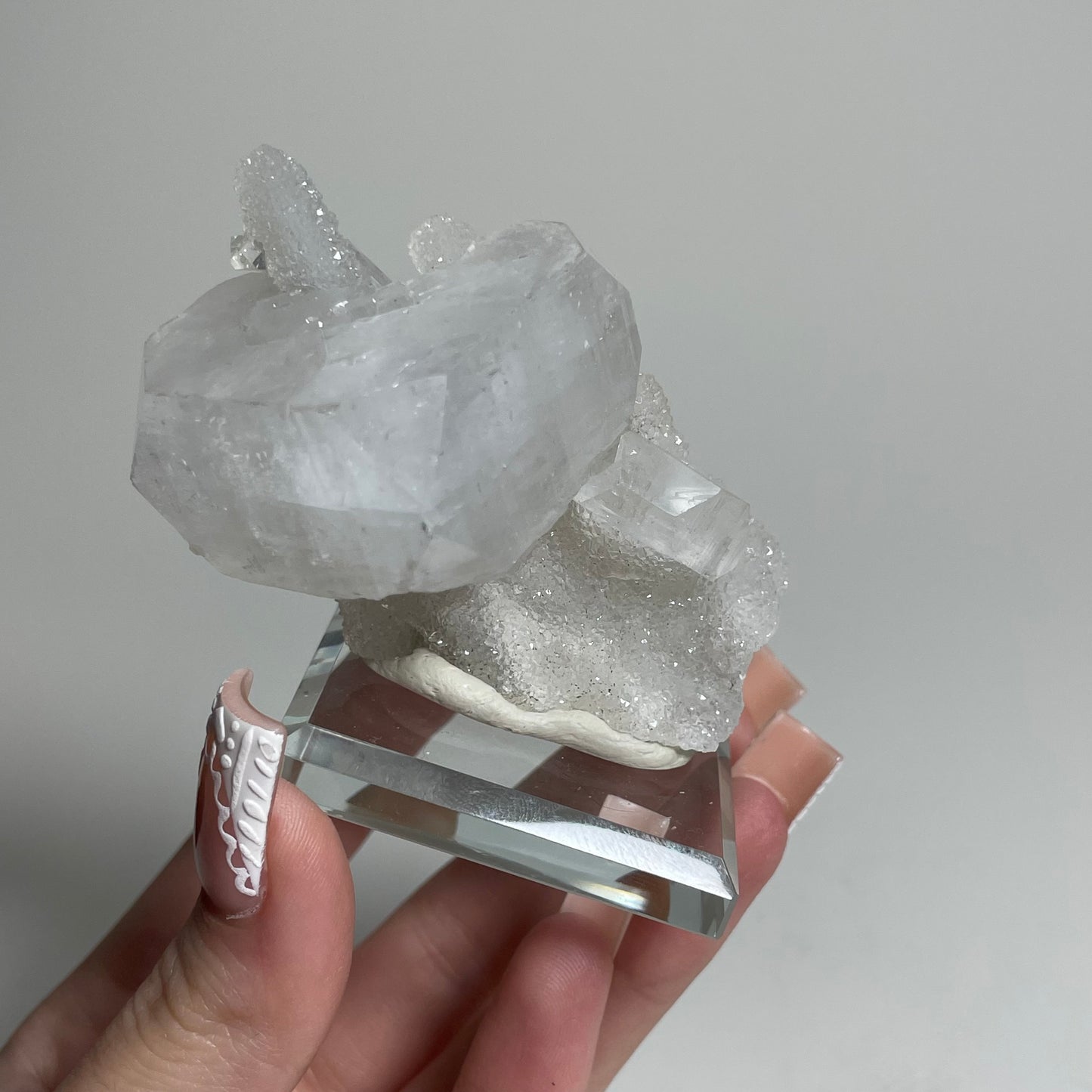 Apophyllite on White Chalcedony Specimen from India: You Choose