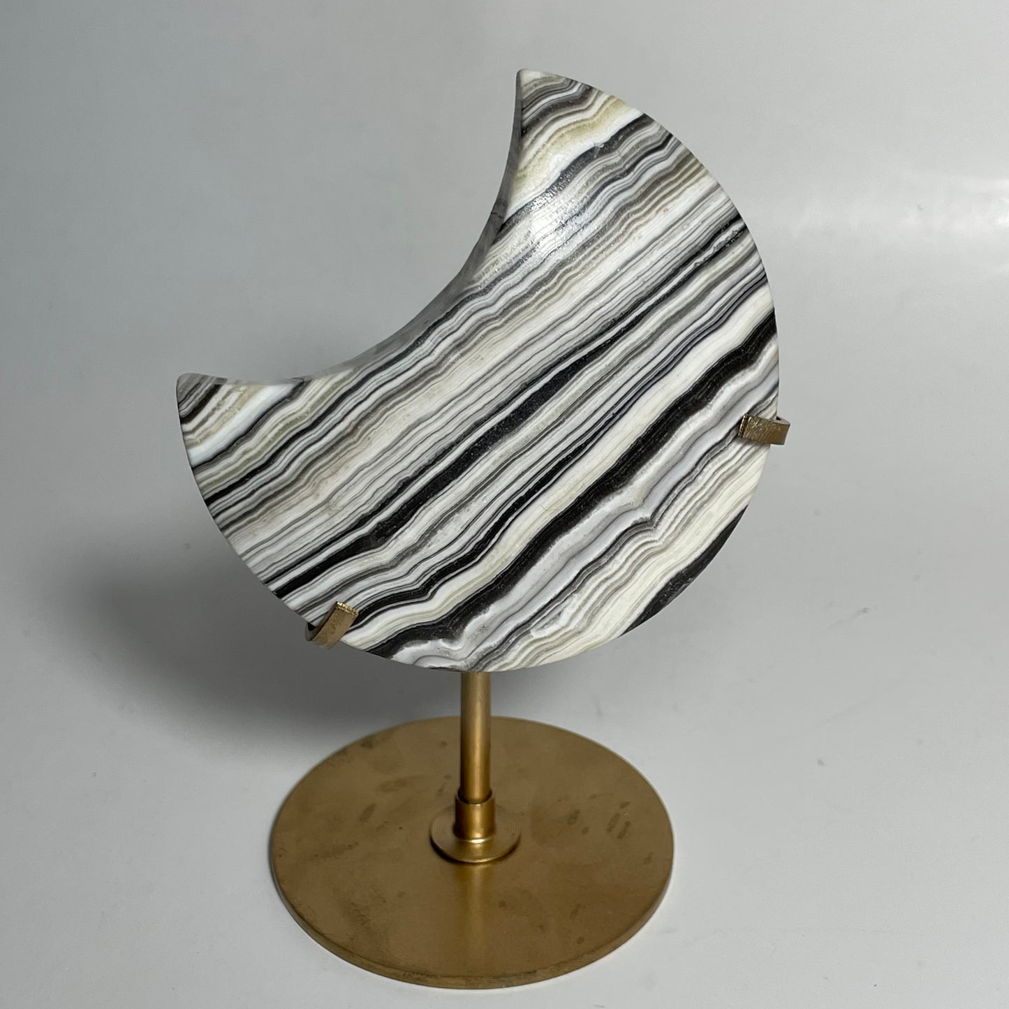 Zebra Calcite Moon Carving with Stand: You Choose