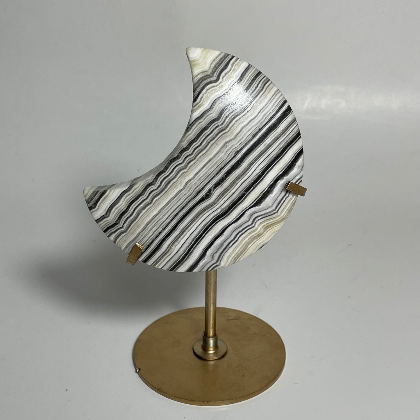 Zebra Calcite Moon Carving with Stand: You Choose