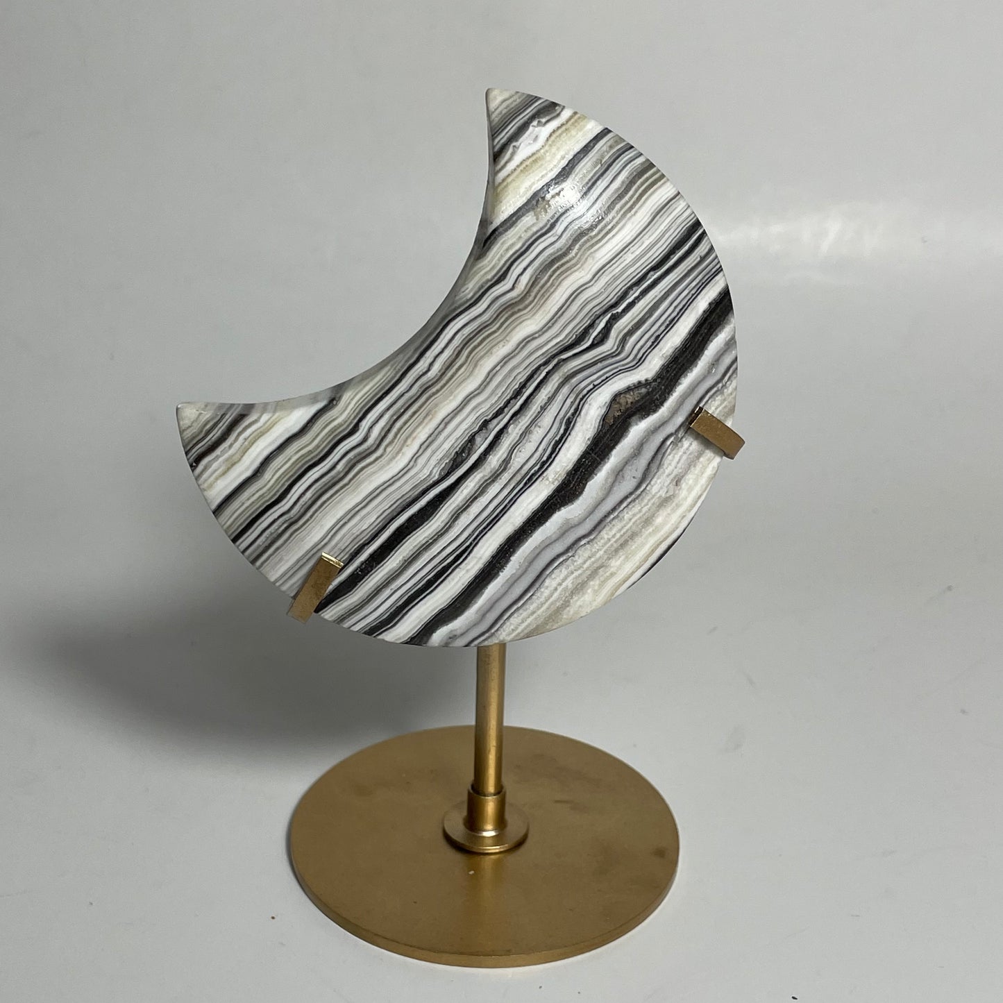 Zebra Calcite Moon Carving with Stand: You Choose