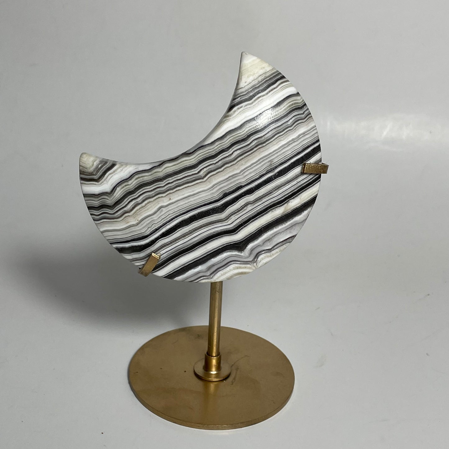 Zebra Calcite Moon Carving with Stand: You Choose