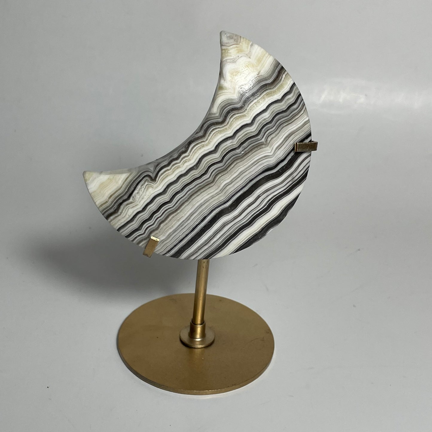 Zebra Calcite Moon Carving with Stand: You Choose