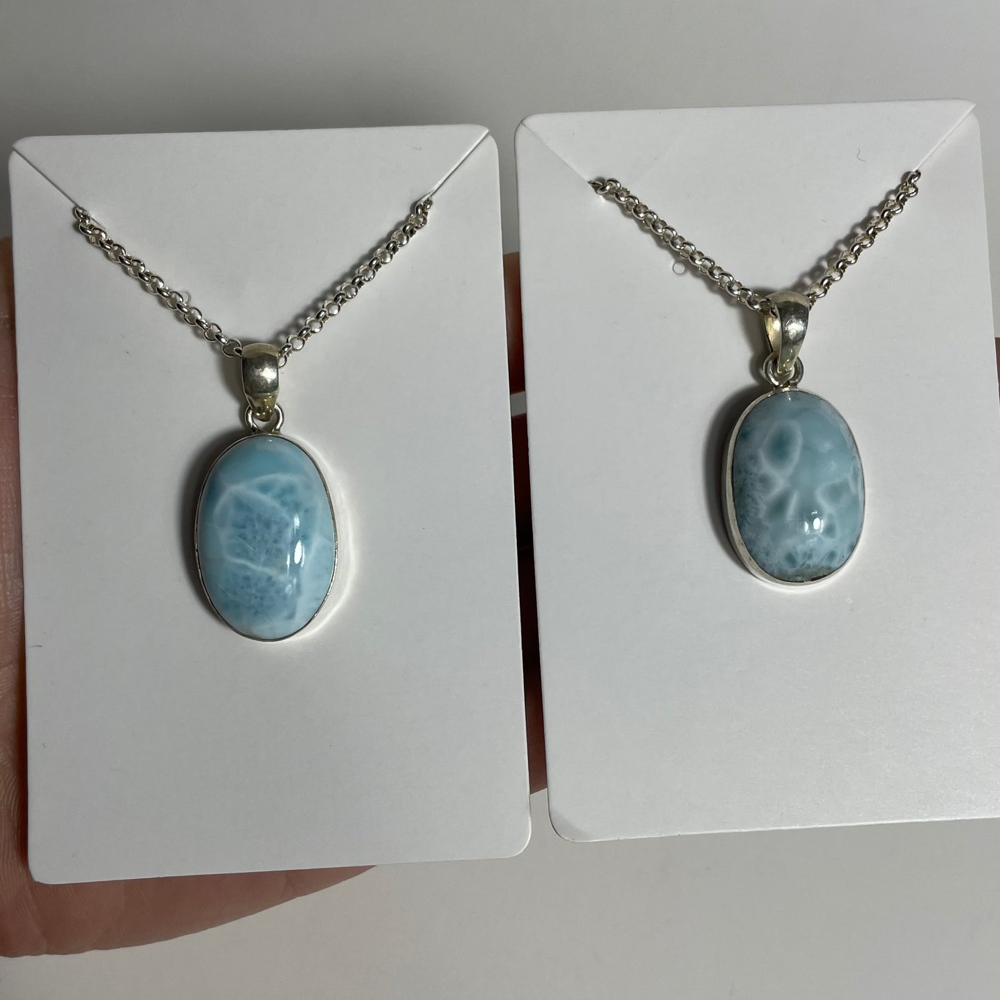 Larimar Sterling Silver Necklace (Oval)