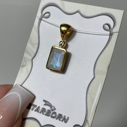 Gold Plated Rainbow Moonstone Pendant: You Choose