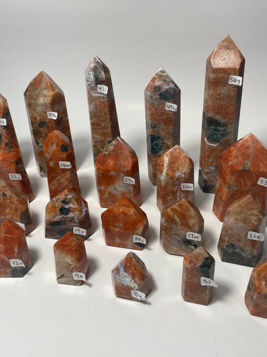 Orange Calcite + Blue Apatite Tower: You Choose