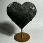 Moss Agate Heart Carving on Stand “M”