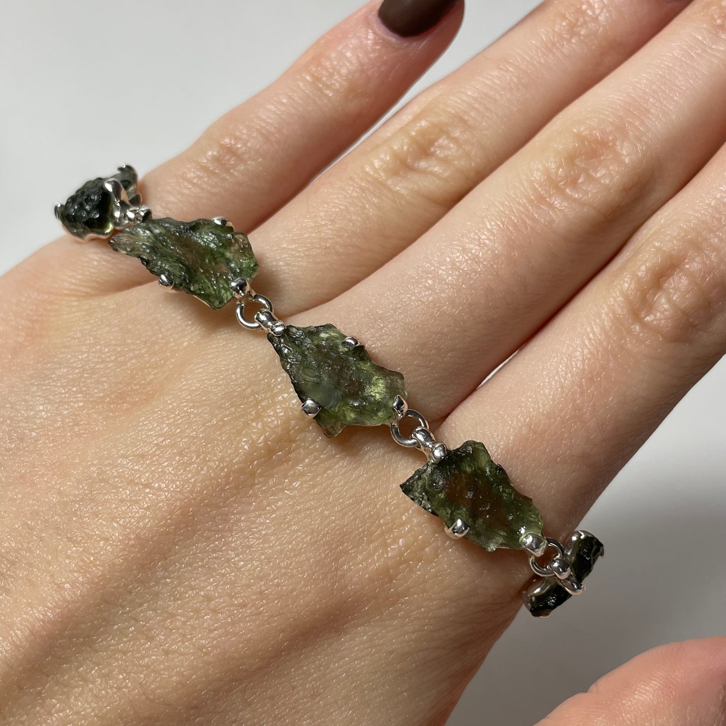 Moldavite Sterling Silver Toggle Bracelet: You Choose