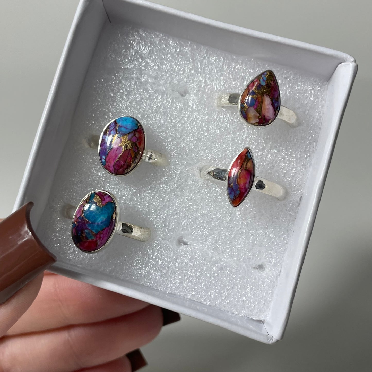 Pink Spiny Oyster Turquoise Sterling Silver Ring: You Choose